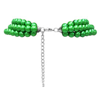Multi Strand Simulated Pearl Green Necklace and Earrings Jewelry Gift Set