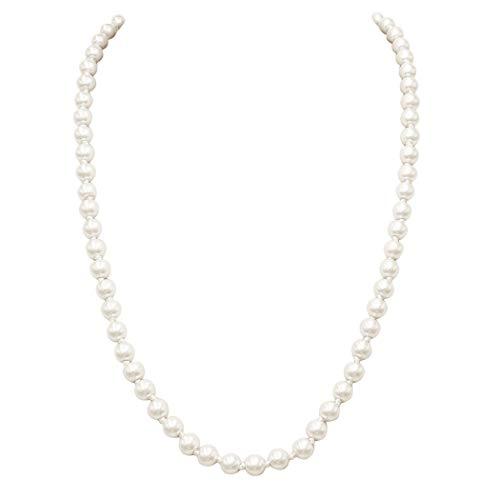 Knotted Glass Simulated Pearl Strand Necklace, 24"+3" Extender (12mm, Cream)