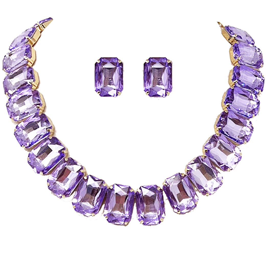 Glittering Large Purple Rhinestone Hoop Earrings