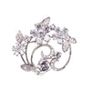 Stunning Silver Plated With Cubic Zirconia Crystal Flower Spray Statement Brooch Pin, 1.62"