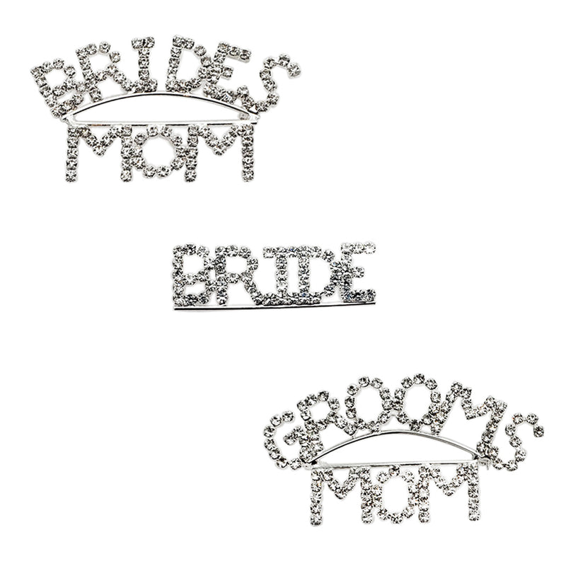 Sparkling Bridal Party Crystal Rhinestone Brooch Pin, 2.5" (Bride)