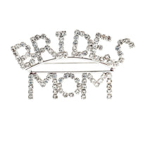 Sparkling Bridal Party Crystal Rhinestone Brooch Pin, 2.5" (Brides Mom)