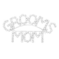 Sparkling Rhinestone Mother of The Bride and Groom Brooch Pin (Grooms Mom)