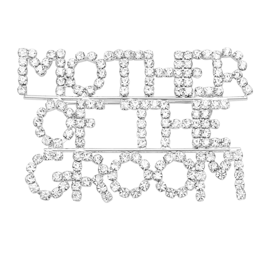 Sparkling Rhinestone Mother of The Bride and Groom Brooch Pin (Mother of the Groom)