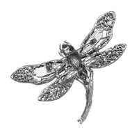 Enchanted Blue Glass Sparkling Crystal Dragonfly Brooch, 4.25"