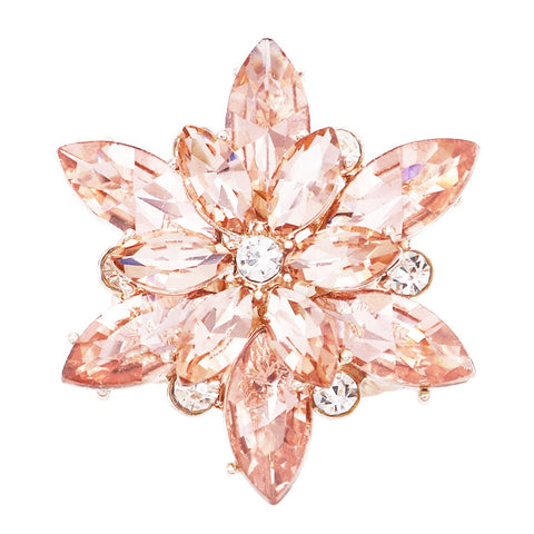 Dazzling Crystal Flower Stretch Cocktail Ring (Topaz/Gold Tone)