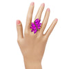 Dazzling Crystal Leaf Stretch Cocktail Ring (Purple/Gold Tone)