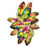 Dazzling Crystal Leaf Stretch Cocktail Ring (Rainbow Vitrail Medium/Gold Tone)