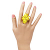 Dazzling Crystal Leaf Stretch Cocktail Ring (Yellow)