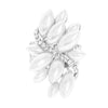 Dazzling Crystal Leaf Stretch Cocktail Ring (White Faux Pearl Silver Tone)