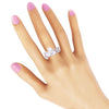Silver Tone Glass Crystal Flower Memory Wire 3 Piece Ring Set