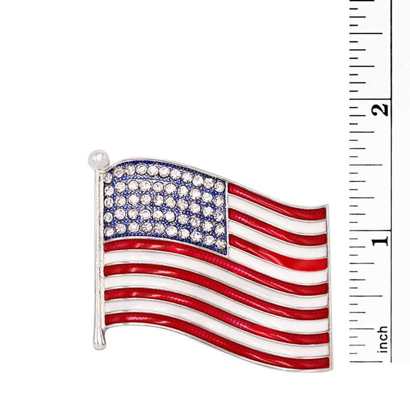 Women's United States of America Crystal Rhinestone Enamel Flag Lapel Pin Brooch USA