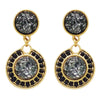 Vintage Style Double Faux Druzy Drop Statement Earrings (Smokey Grey Black)