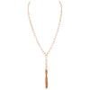 Statement Matte Gold Y-Drop with Chain Fringe Tassel Necklace