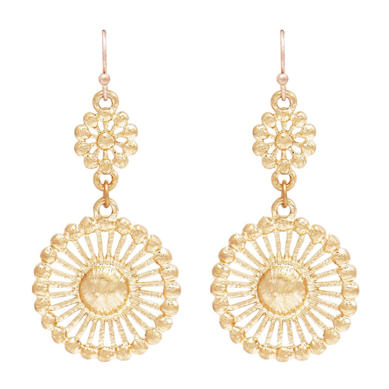 Beautiful Metal Filigree Disc Doily Necklace Earring Set (Earring Only)