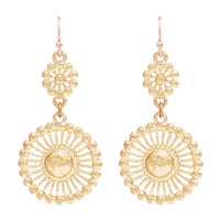 Beautiful Metal Filigree Disc Doily Necklace Earring Set (Earring Only)