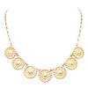 Women's Beautiful Metal Filigree Disc Doily Charm Matte Gold Tone Necklace