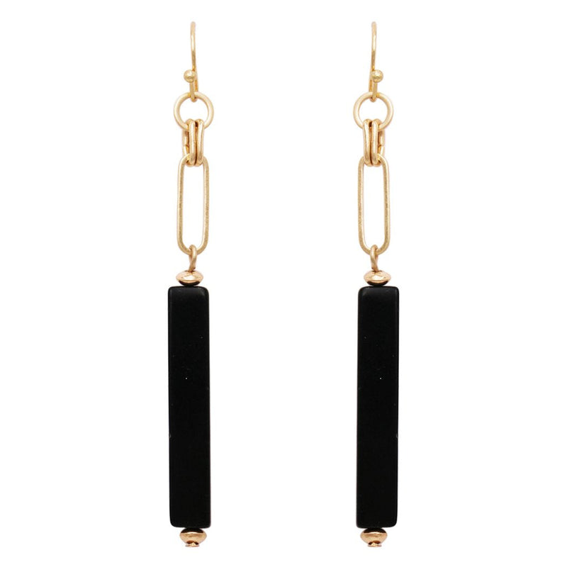 Stunning Black Natural Semi Precious Stone Bar Necklace Earring Set (Earring Only)