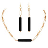 Stunning Black Natural Semi Precious Stone Bar Necklace Earring Set (Necklace Earring Set)