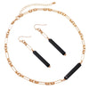 Stunning Black Natural Semi Precious Stone Bar Necklace Earring Set (Necklace Earring Set)