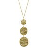 Gold Beaded Fashion Statement Multiple Circle Long Pendant Necklace, 30" with 3" Extender