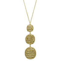 Gold Beaded Fashion Statement Multiple Circle Long Pendant Necklace, 30" with 3" Extender