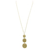 Gold Beaded Fashion Statement Multiple Circle Long Pendant Necklace, 30" with 3" Extender
