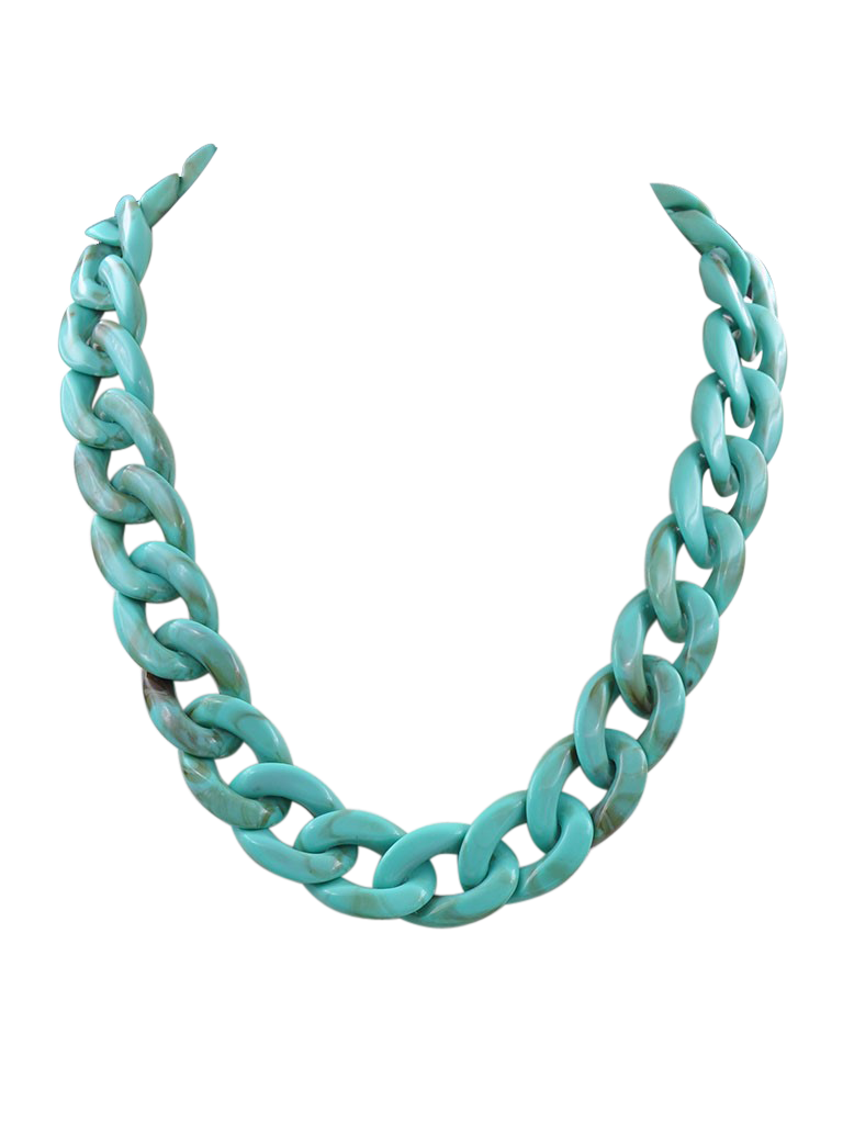 Chunky And Colorful Turquoise Acrylic Resin Links Curb Chain