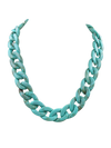 Chunky And Colorful Turquoise Acrylic Resin Links Curb Chain Necklace, 18"+2.5" Extender