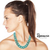 Chunky And Colorful Turquoise Acrylic Resin Links Curb Chain Necklace, 18"+2.5" Extender