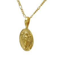 Women's Religious Medal Mother Mary Oval Pendant Necklace, 18"