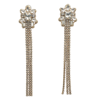 Stunning Extra Long Triple Strand Crystal Rhinestone Tassel Shoulder Duster Earrings, 5.5" (Clear Crystal Gold Tone)