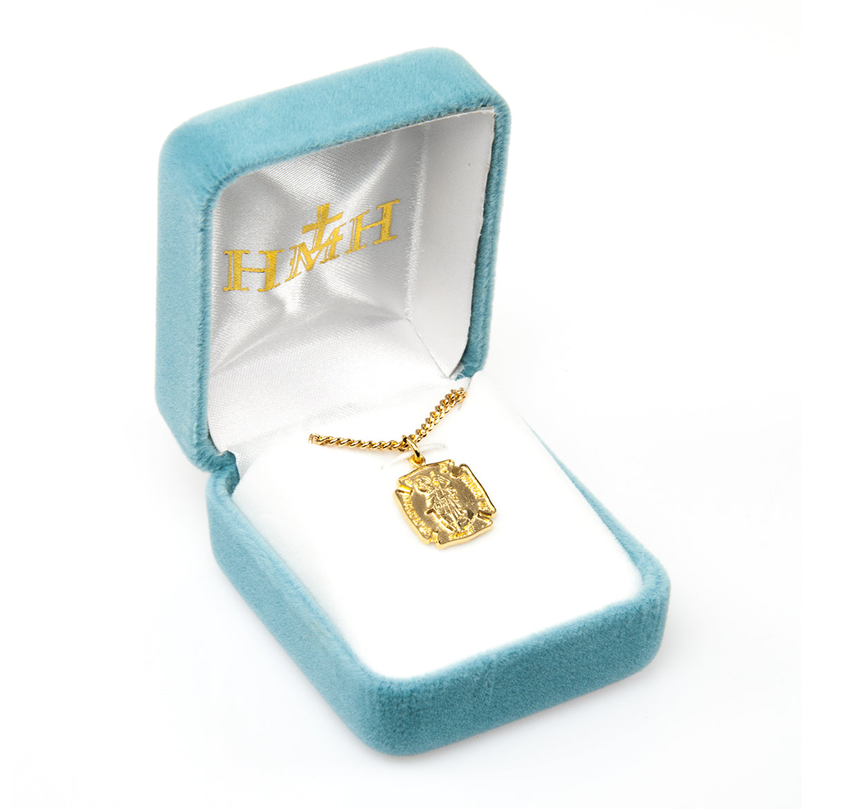 Rosemarie's Religious Gifts 16K Yellow Gold Layered Firefighter Patron St Florian Medal Pendant Necklace, 18"