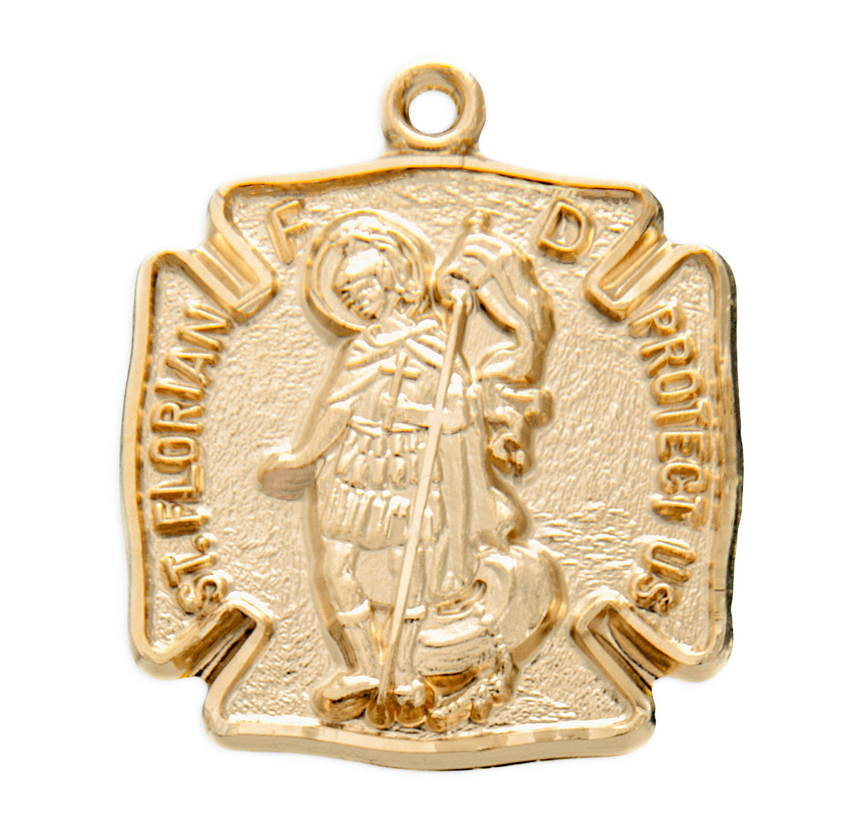 Rosemarie's Religious Gifts 16K Yellow Gold Layered Firefighter Patron St Florian Medal Pendant Necklace, 18"