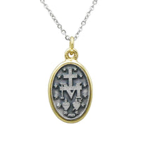 Religious Two Tone Miraculous Medal Pendant Necklace