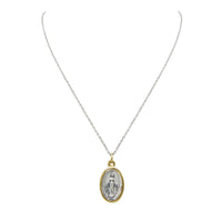 Religious Two Tone Miraculous Medal Pendant Necklace