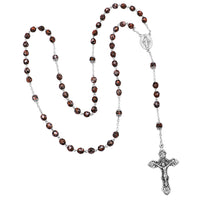 Religious Miraculous Medal Glass Bead Rosary (Copper)