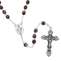 Religious Miraculous Medal Glass Bead Rosary (Copper)
