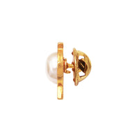 Gold Tone Cross with Simulated Pearl Tie Tack Lapel Pin for First Communion or Confirmation, 0.7"