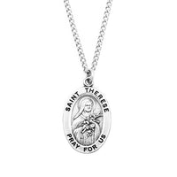 Religious Medal Pendant Necklace 18" (St Therese The Little Flower of Jesus)