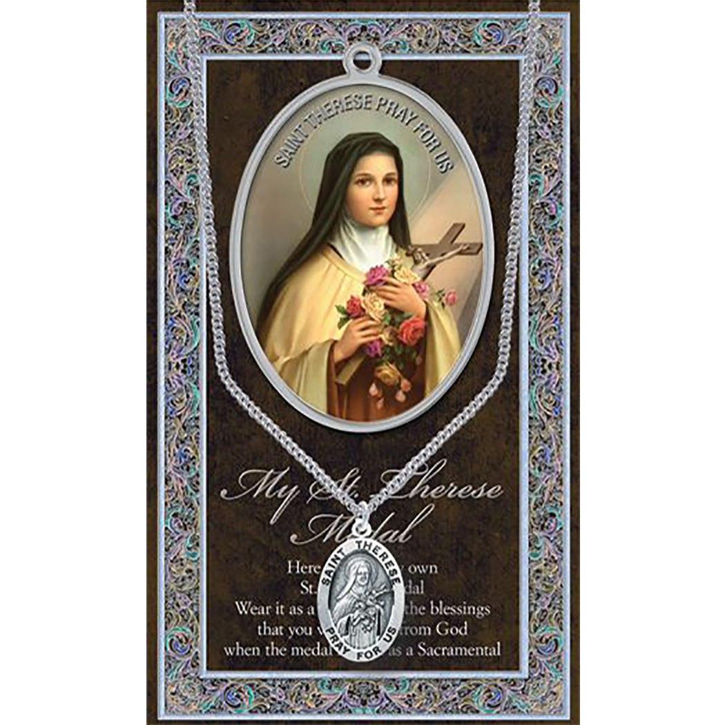 Religious Medal Pendant Necklace 18" (St Therese The Little Flower of Jesus)