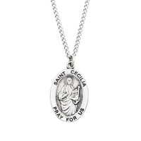Religious Medal Pendant Necklace 18" (St Cecilia Patron Saint of Musicians)