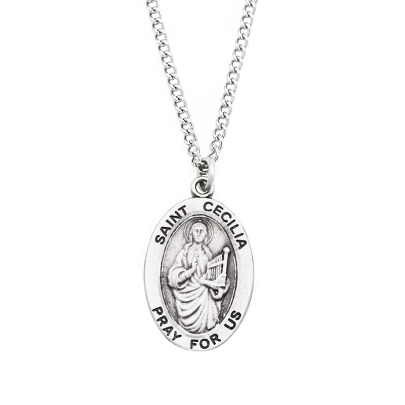 Religious Medal Pendant Necklace 18" (St Cecilia Patron Saint of Music ...