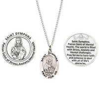 Rosemarie Collections Saint Pendant Necklace and 2 Religious Pocket Tokens (St Dymphna)