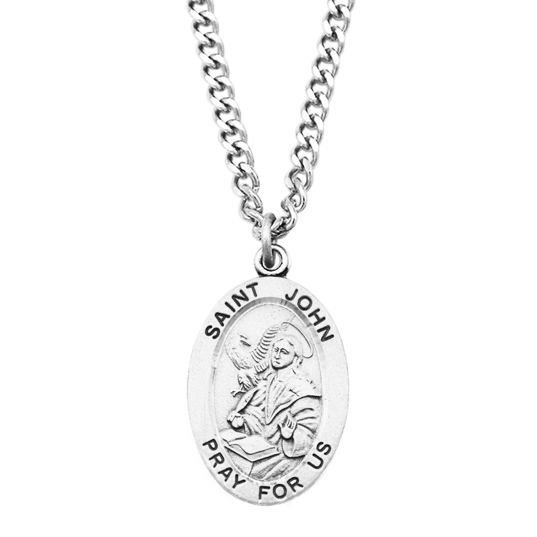 Rosemarie Collections Religious Saint Medal Pendant Necklace 24" (St John)