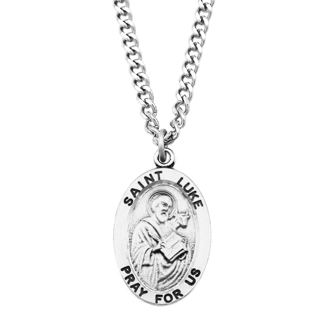 Religious Saint Medal Pendant Necklace 24" (St Luke)