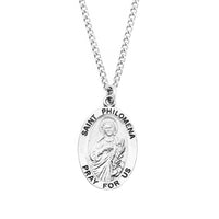 Religious Medal Pendant Necklace 18" (St Philomena Patron Saint of Children)