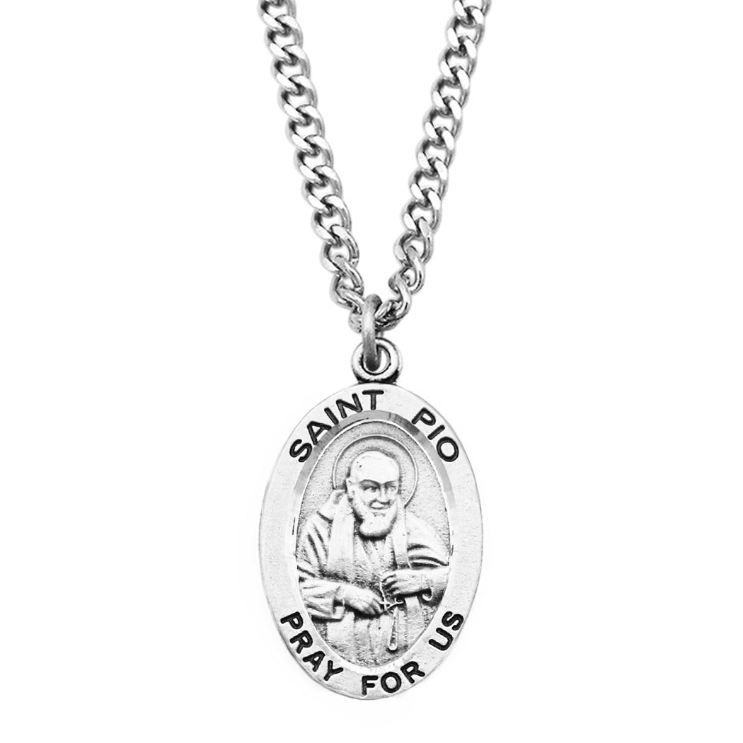 Rosemarie Collections Religious Saint Medal Pendant Necklace 24" (St Pio)