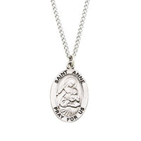 Religious Medal Pendant Necklace 18" (St Anne Patron Saint of Mothers)