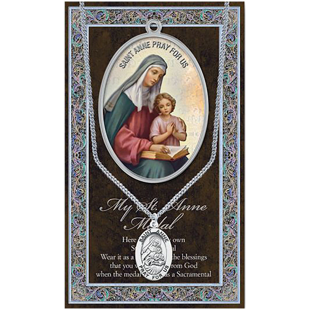 Religious Medal Pendant Necklace 18" (St Anne Patron Saint of Mothers)